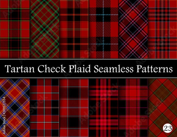 Obraz Set  Tartan Plaid Scottish Seamless Pattern