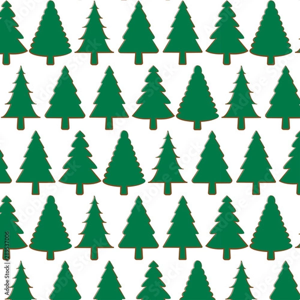 Obraz Pine tree pattern isolated on white background,  vector illustration