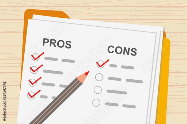 Fototapeta Pros and cons concept of decision making process.