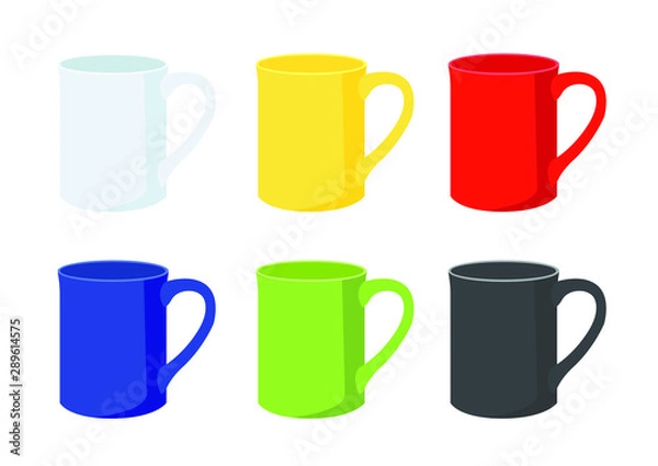 Fototapeta coffee cup Multi color on white background illustration vector  and Many coffee cups Multi color White yellow red blue green black
