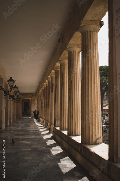 Fototapeta Vocation in Greece, Corfu town. Summer sightseeing Corfu buildings and town 