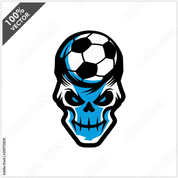Obraz Soccer skull Head Logo Vector