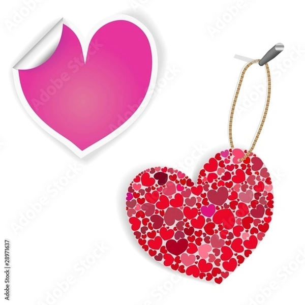 Obraz Pink And White Heart Labels