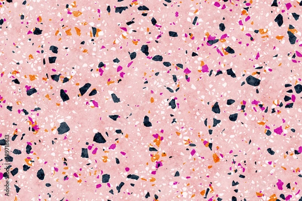 Fototapeta Terrazzo texture. Polished concrete floor and wall pattern. Color surface marble and granite stone, material for decoration