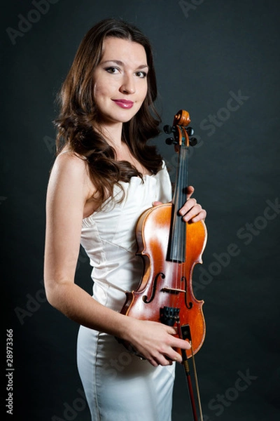 Obraz violinist on black background