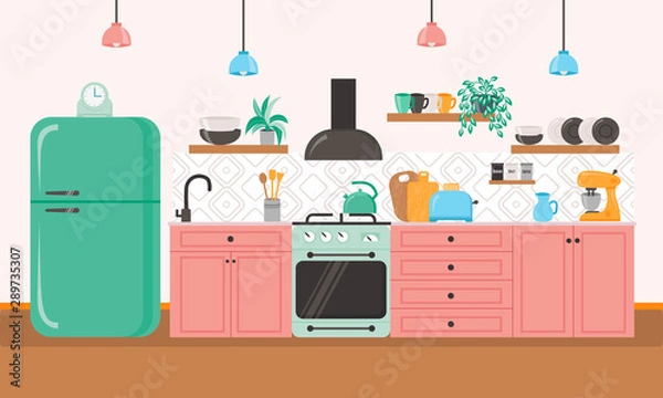 Obraz Kitchen interior illustration. 