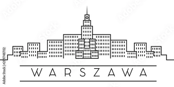 Fototapeta Miasto Europy, Warszawa ikona linii na białym tle