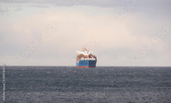 Fototapeta Container transport ship in the Atlantic Ocean. 