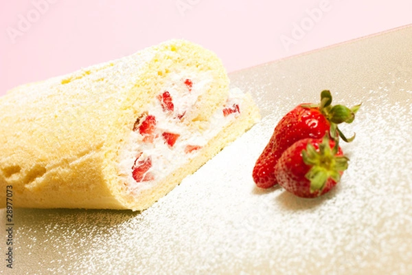 Fototapeta Strawberry roll