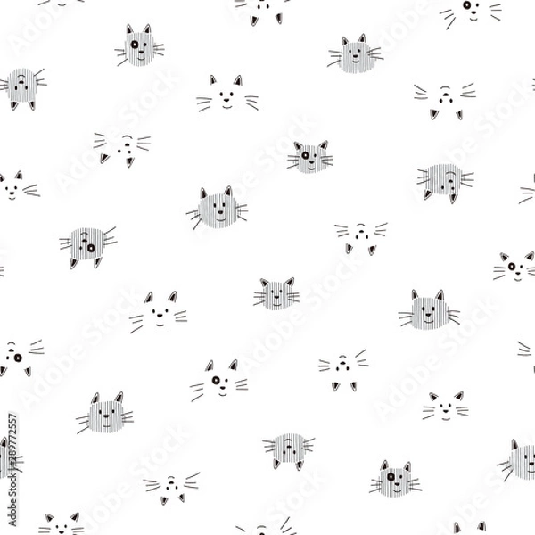 Fototapeta Seamless pattern of a cat pretty small
