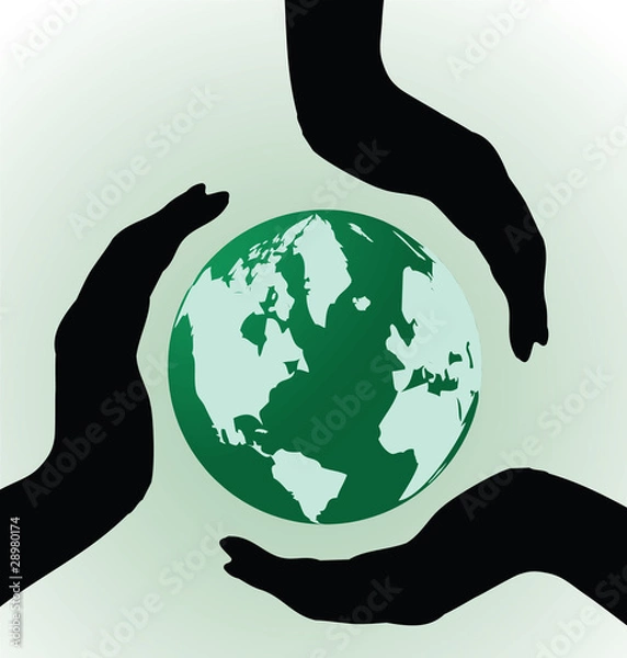 Fototapeta image map of world in hands