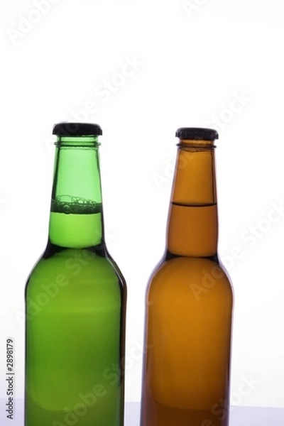 Fototapeta two beer bottles isolated