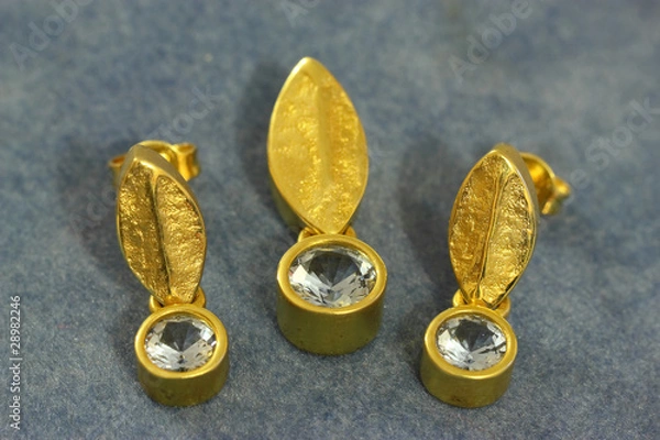 Fototapeta Set ( Anhänger u. Ohrstecker mit synth. Aquamarin)