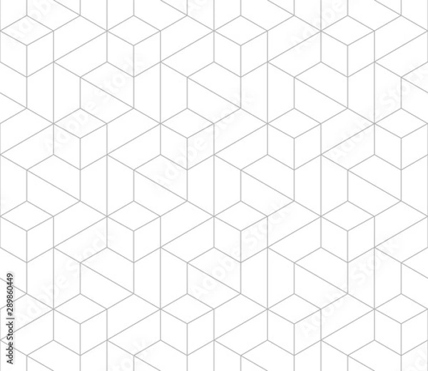 Obraz Vector seamless cubic hexagon pattern. Modern stylish thin linear texture.