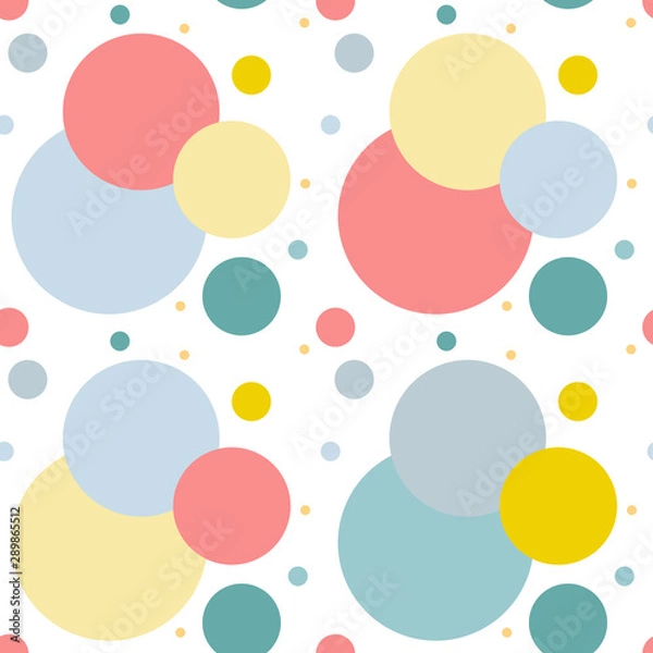Fototapeta Seamless pattern. Multi-colored circles on a white background.