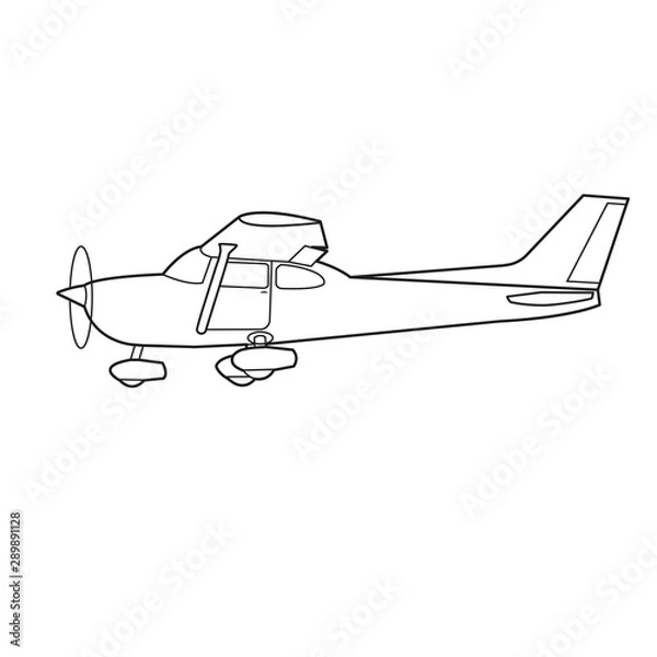 Obraz Small plane vector illustration. Single engine propelled passenger aircraft.
