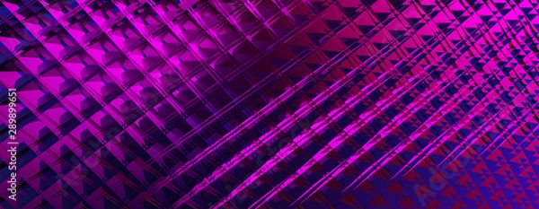 Fototapeta 3d ILLUSTRATION, of abstract FUTURISTIC Background, PURPLE METAL MESH DESIGN texture, wide panoramic for wallpaper