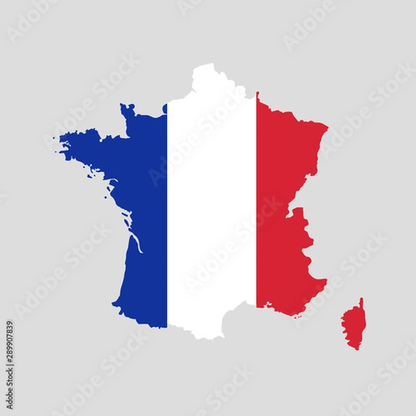 Fototapeta Vector illustration of France flag map. Vector map.