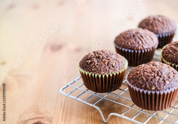 Obraz Chocolate cupcakes background.