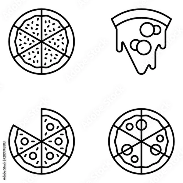 Obraz Pizza Vector Line Icon Set