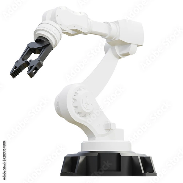Obraz Robotic arm on white background. 3d rendering.