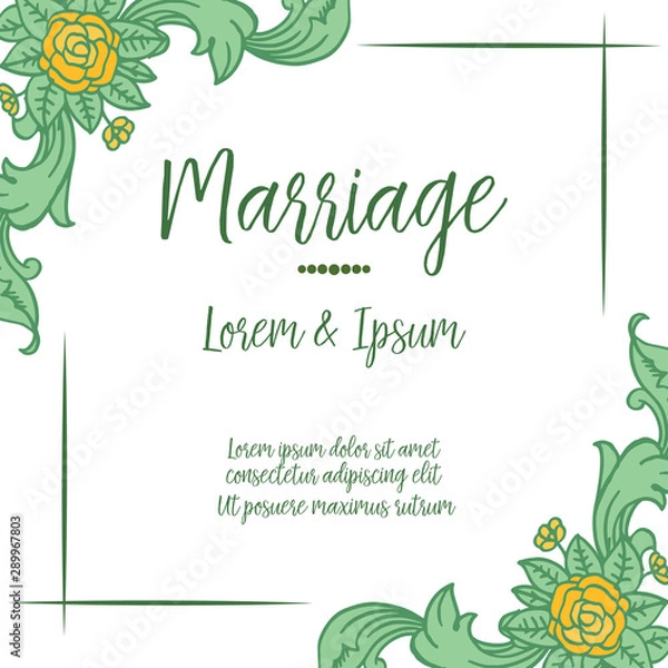 Fototapeta Various shape pattern of frame with feature green leafy flower, for card of marriage. Vector