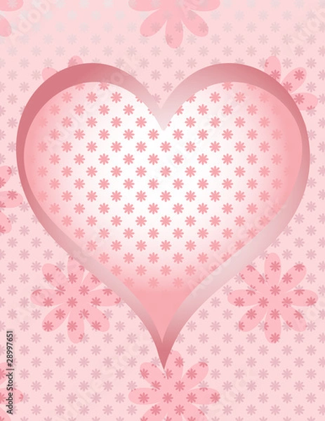 Obraz Pink Valentine Heart on a Flower Background
