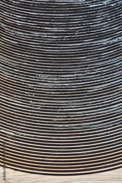 Fototapeta Joinery. Creative round shape coffee table made of mdf and natural wood