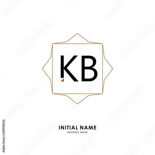 Fototapeta K B KB Initial logo letter with minimalist concept. Vector with scandinavian style logo.