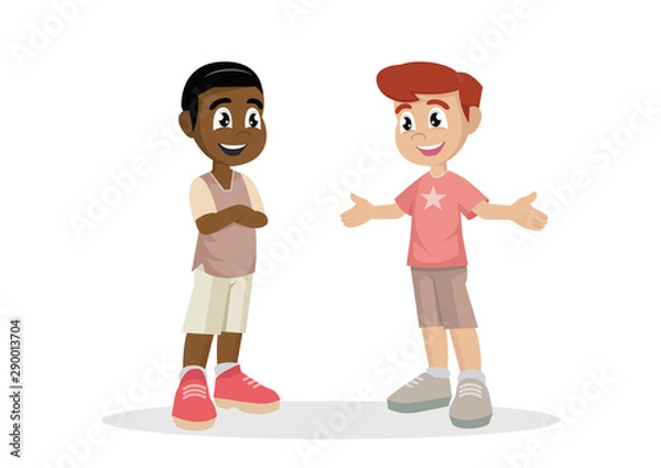 Obraz Two boy Kids Talking.