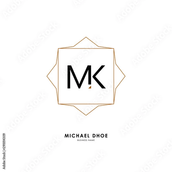 Fototapeta M K MK Initial logo letter with minimalist concept. Vector with scandinavian style logo.