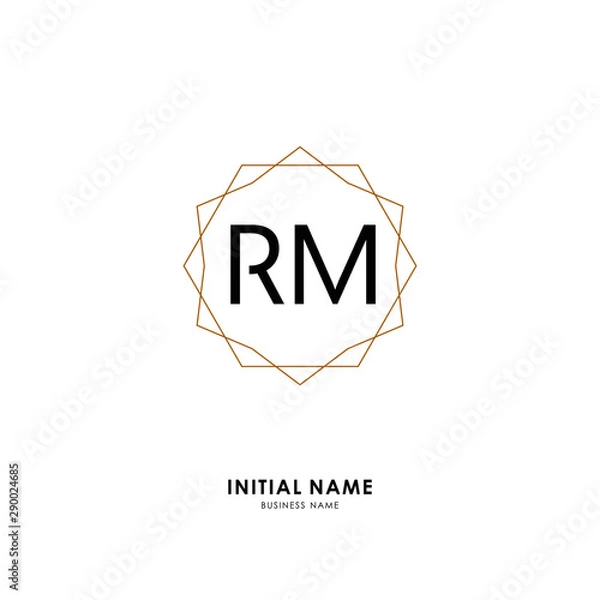 Fototapeta R M RM Initial logo letter with minimalist concept. Vector with scandinavian style logo.