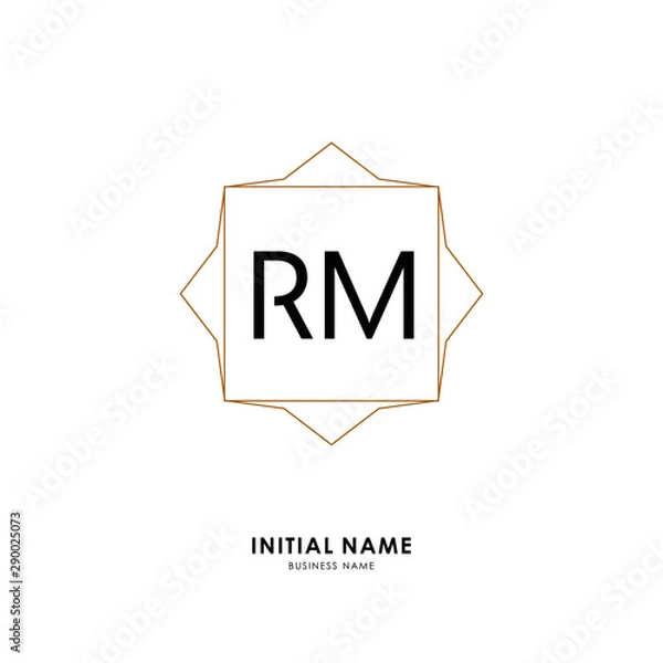 Fototapeta R M RM Initial logo letter with minimalist concept. Vector with scandinavian style logo.