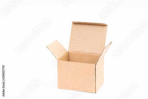 Fototapeta Brown paper box on white background