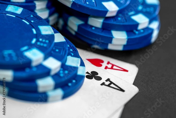 Obraz Poker chips and card on table