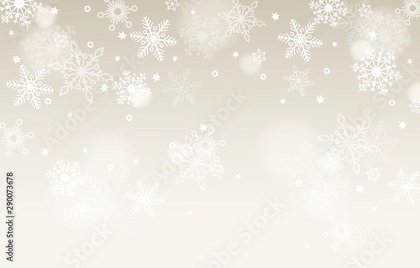Fototapeta Vector background with silver and white snowflakes
