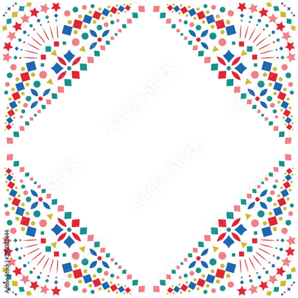 Fototapeta Mexican style embroidery motif celebration border. Card or invitation for fiesta party template with bright folk art pattern.