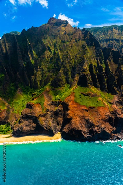 Fototapeta Amazing view of the Nāpali Coast State Wilderness Park in Kauai Island, Hawaii.