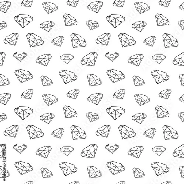 Fototapeta Beautiful vector seamless pattern with diamond on a white isolated background.