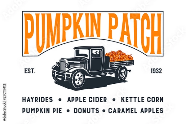 Fototapeta Pumpkin Patch with Old Truck