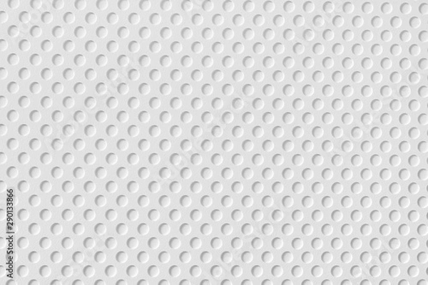 Fototapeta White plastic surface with round holes pattern texture and background