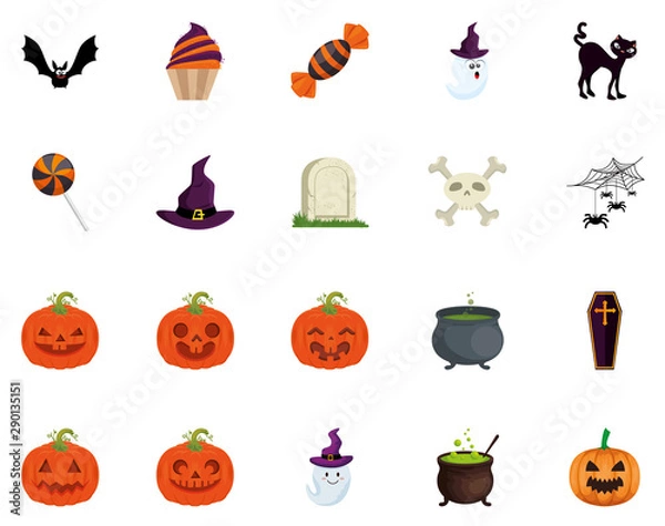Fototapeta bundle halloween with set icons