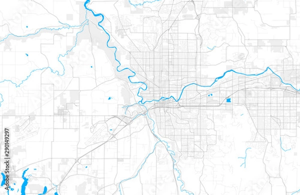 Fototapeta Rich detailed vector map of Spokane, Washington, U.S.A.