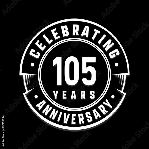 Fototapeta Celebrating 105th years anniversary logo design. One hundred and five years logotype. Vector and illustration.