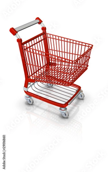 Obraz Einkaufswagen 3D Warenkorb Icon Rot