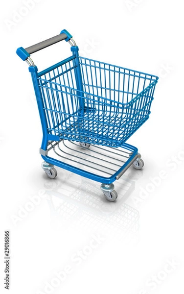 Obraz Einkaufswagen 3d Warenkorb Icon blue