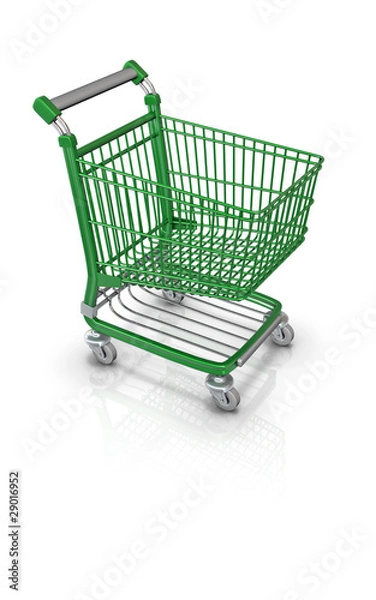 Obraz Einkaufswagen 3d Warenkorb Icon grün