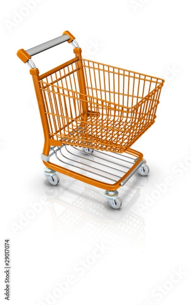 Obraz Einkaufswagen 3D Icon Warenkorb orange