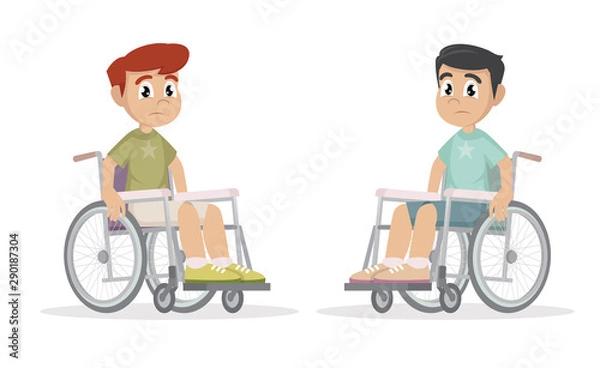 Obraz Set Boy sitting on a wheelchair.
