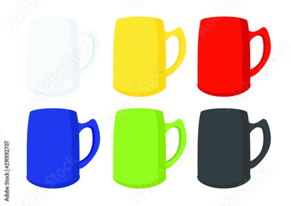 Fototapeta coffee cup Multi color on white background illustration vector